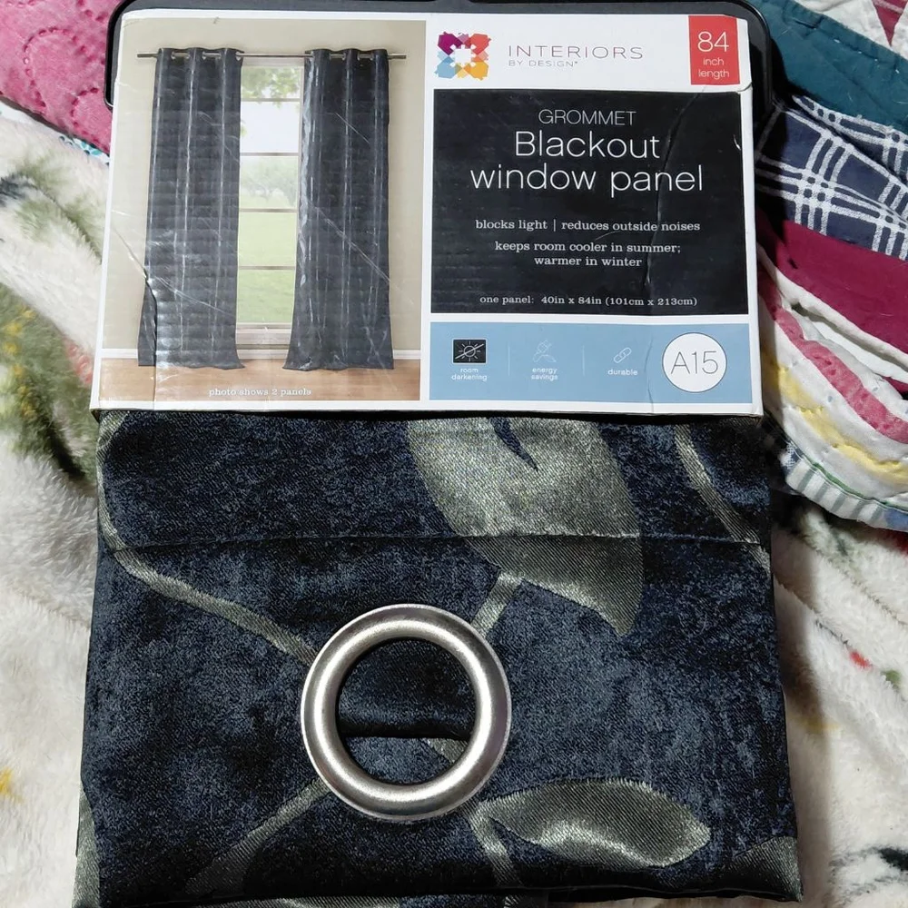Interiors by Design Dark Blue Olive Green Blackout Window Panel One Size